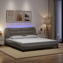 Cadre de lit avec LED sans matelas taupe 180x200 cm tissu 