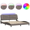 Cadre de lit avec LED sans matelas taupe 180x200 cm tissu 