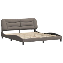 Cadre de lit avec LED sans matelas taupe 180x200 cm tissu 