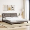 Cadre de lit avec LED sans matelas taupe 180x200 cm tissu 