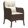 Ensemble à manger de jardin 3 pcs et coussins marron poly rotin 
