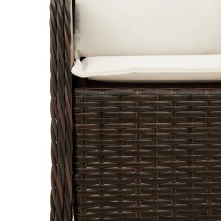 Ensemble à manger de jardin 3 pcs et coussins marron poly rotin 