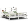 Lit bibliothèque sans matelas blanc 200x200 cm bois pin massif 