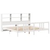 Lit bibliothèque sans matelas blanc 200x200 cm bois pin massif 