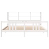 Lit bibliothèque sans matelas blanc 200x200 cm bois pin massif 