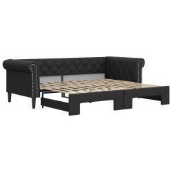Lit de jour avec gigogne sans matelas noir 90x200 cm 
