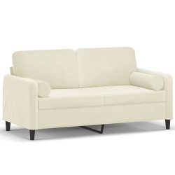 Canapé 2 places avec oreillers décoratifs crème 140 cm velours 