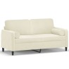 Canapé 2 places avec oreillers décoratifs crème 140 cm velours 