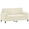 Canapé 2 places avec oreillers décoratifs crème 140 cm velours 