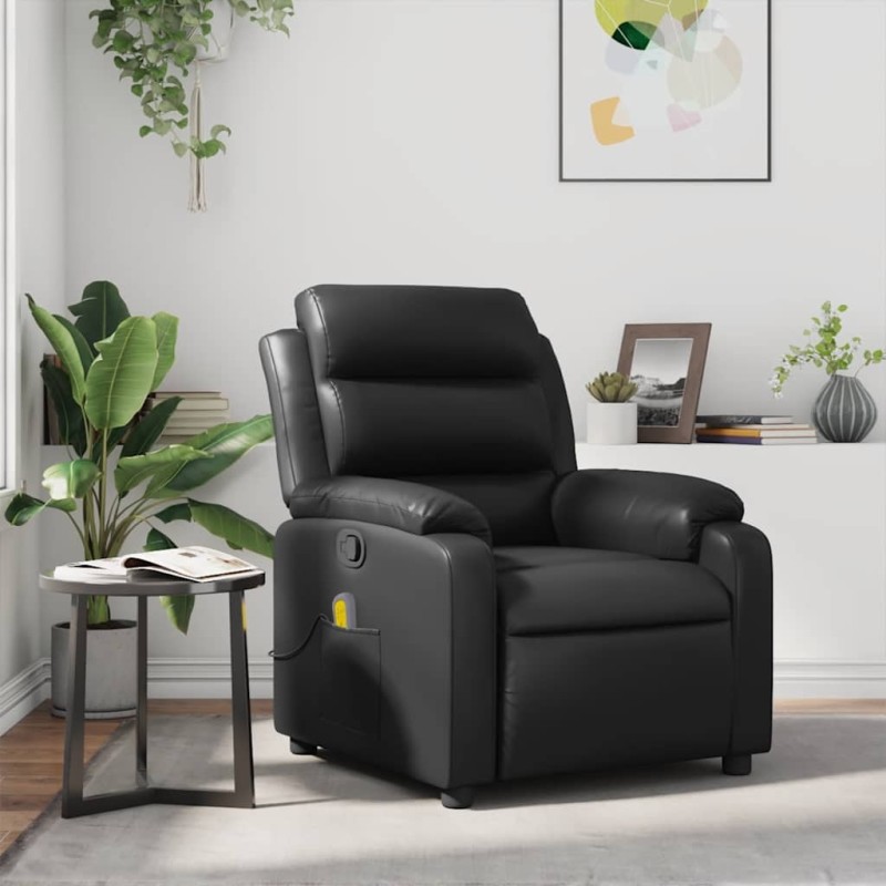 Fauteuil de massage inclinable Noir Similicuir 