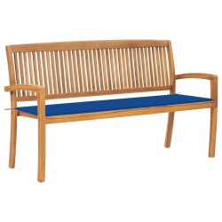 Banc de jardin empilable et coussin 159 cm Bois de teck massif 