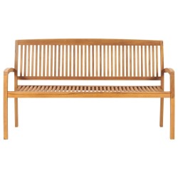Banc de jardin empilable et coussin 159 cm Bois de teck massif 