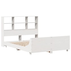 Cadre de lit sans matelas blanc 140x190 cm bois de pin massif 