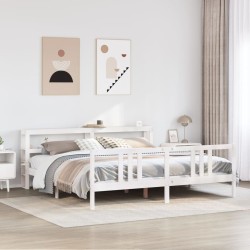 Cadre de lit avec tête de lit sans matelas blanc 200x200 cm 