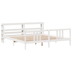 Cadre de lit avec tête de lit sans matelas blanc 200x200 cm 