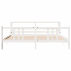 Cadre de lit avec tête de lit sans matelas blanc 200x200 cm 
