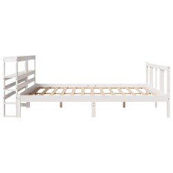 Cadre de lit avec tête de lit sans matelas blanc 200x200 cm 