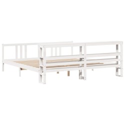 Cadre de lit avec tête de lit sans matelas blanc 200x200 cm 