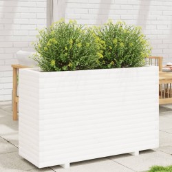 Jardinière blanc 110x40x72,5 cm bois de pin massif 