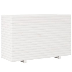 Jardinière blanc 110x40x72,5 cm bois de pin massif 
