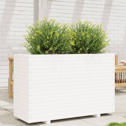 Jardinière blanc 110x40x72,5 cm bois de pin massif 