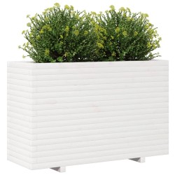 Jardinière blanc 110x40x72,5 cm bois de pin massif 