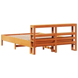Cadre de lit sans matelas cire marron 140x190cm bois pin massif 
