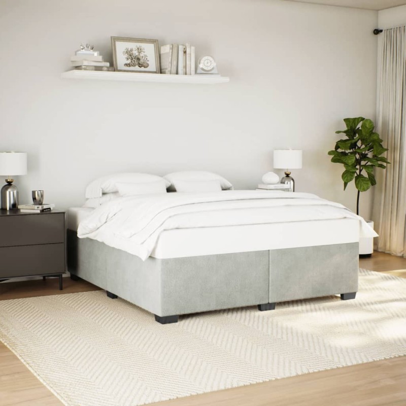Cadre de lit sans matelas gris clair 200x200 cm velours 
