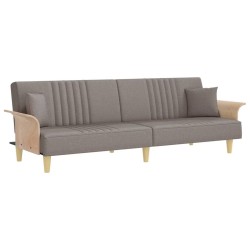 Canapé-lit avec accoudoirs taupe tissu 