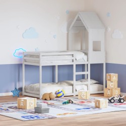 Lit superposé sans matelas blanc 75x190 cm bois de pin massif 