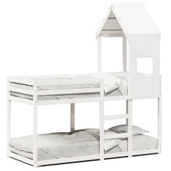Lit superposé sans matelas blanc 75x190 cm bois de pin massif 