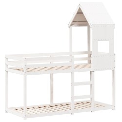 Lit superposé sans matelas blanc 75x190 cm bois de pin massif 