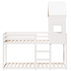 Lit superposé sans matelas blanc 75x190 cm bois de pin massif 