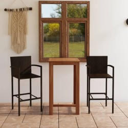 Ensemble de bar de jardin 3 pcs Marron 