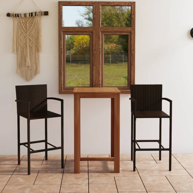 Ensemble de bar de jardin 3 pcs Marron Ensemble de bar de jardin 3 pcs Marron
