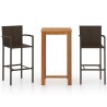 Ensemble de bar de jardin 3 pcs Marron 