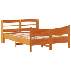 Cadre de lit et tête de lit cire marron 150x200 cm bois de pin 