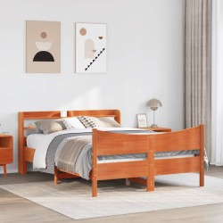 Cadre de lit et tête de lit cire marron 150x200 cm bois de pin 