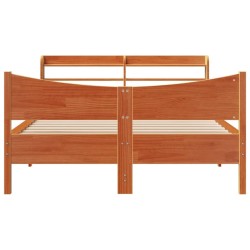 Cadre de lit et tête de lit cire marron 150x200 cm bois de pin 