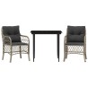 Ensemble de bistro 3 pcs et coussins gris clair résine tressée 