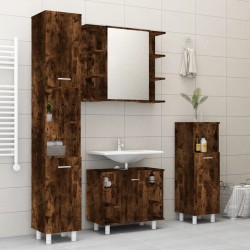 Ensemble d'armoires de salle de bain 4 pcs chêne fumé 