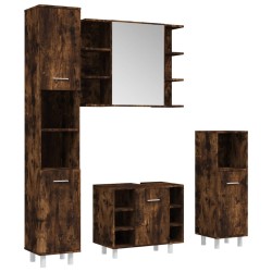 Ensemble d'armoires de salle de bain 4 pcs chêne fumé 