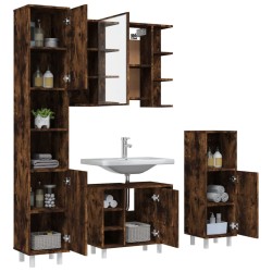 Ensemble d'armoires de salle de bain 4 pcs chêne fumé 