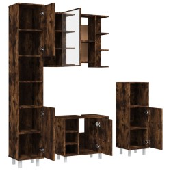 Ensemble d'armoires de salle de bain 4 pcs chêne fumé 
