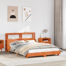 Cadre de lit sans matelas cire marron 140x190cm bois pin massif 