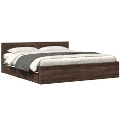 Cadre de lit tête de lit sans matelas chêne marron 200x200 cm 
