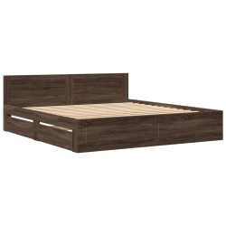 Cadre de lit tête de lit sans matelas chêne marron 200x200 cm 