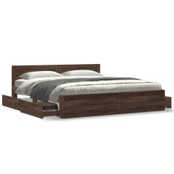 Cadre de lit tête de lit sans matelas chêne marron 200x200 cm 