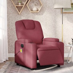Fauteuil de massage inclinable électrique Rouge bordeaux Tissu 