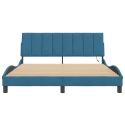 Cadre de lit avec LED sans matelas bleu 160x200 cm velours 